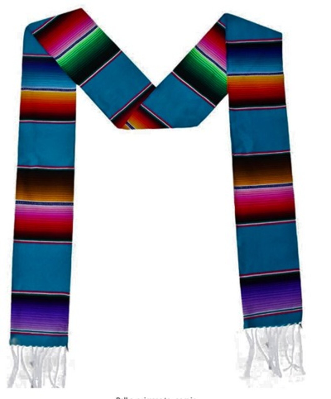 1 Yard Multicolor Mexican Serape Graduation Stole Sash Woven Handmade Fabric with Fringe 5 Inch Width